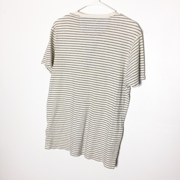 Lucky Brand Black Cream Striped Short Sleeve Shirt - Picture 2 of 6